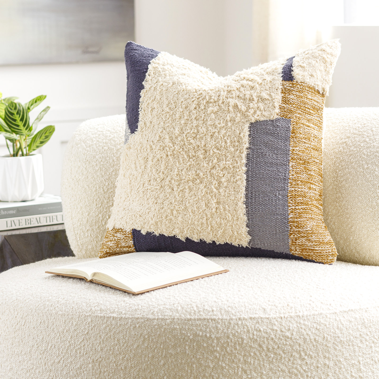 Iban 20" x 20" Embroidered Throw Pillow, Polyester/Polyfill
