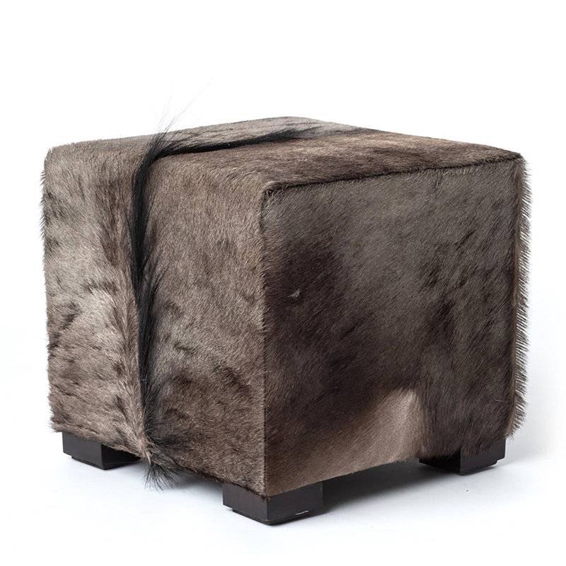 Wildebeest Hide Cube Ottoman