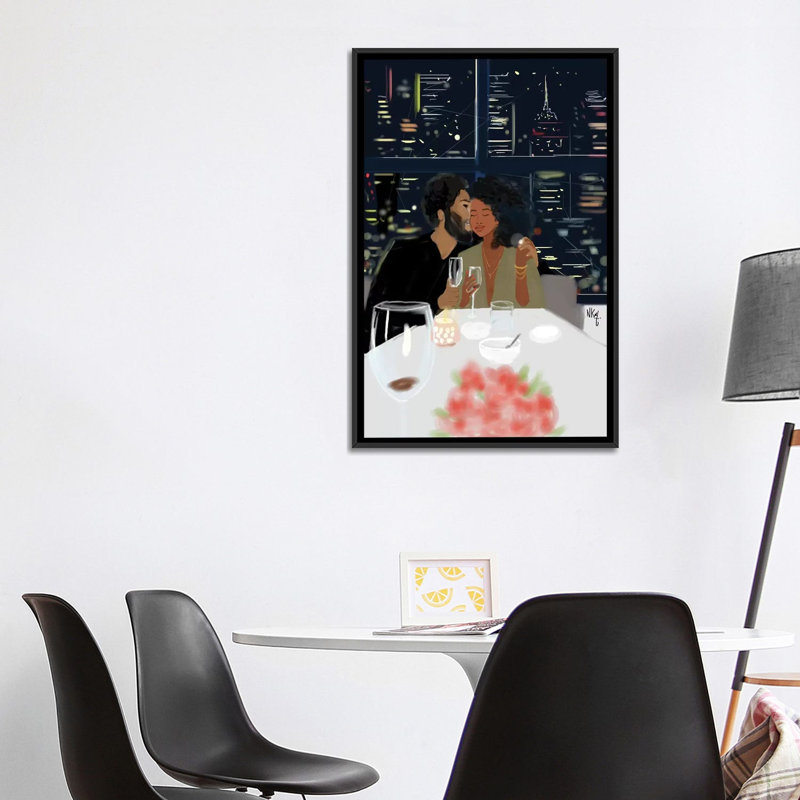 « Couples » par Nicholls Kobi, reproduction d’art, Pas de tapis, H 40 po x l 26 po x P 1,5 po, Toile avec cadre noir