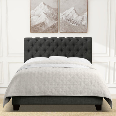 Lit tapissier en tissu, base de lit à hauteur réglable capitonnée