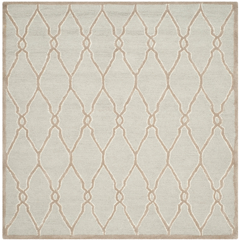 Cannen Hand Tufted Wool Geometric Rug, Square 6'