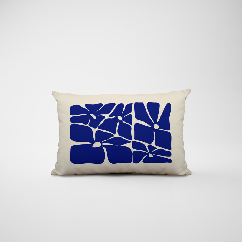 Polyester Lumbar Rectangular Indoor/Outdoor Pillow Cover & Insert, Navy Blue