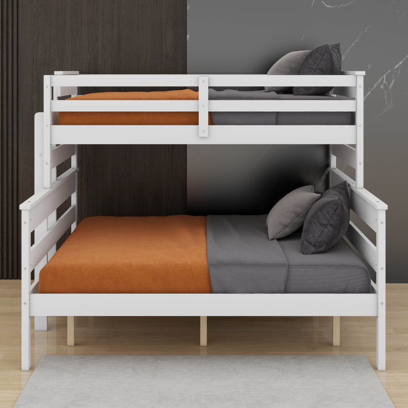 Twin XL Over Queen Bunk Bed With Ladder, White