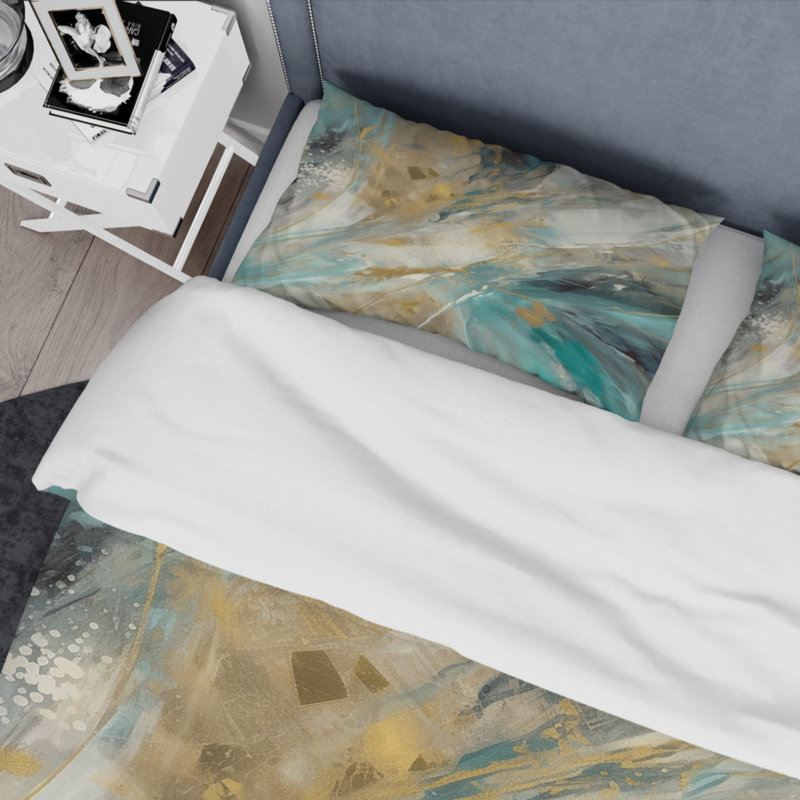 Ensemble de housse de couette en microfibre / polyester Golden Hour In Turquoise Waves IV Bedding