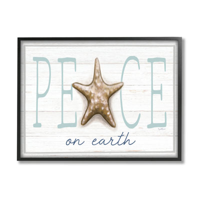 Peace on Earth Starfish Sign by Elizabeth Tyndall - Graphic Art on Canvas -  Trinx, 47027159ABEF4277B14907B858F2CB96