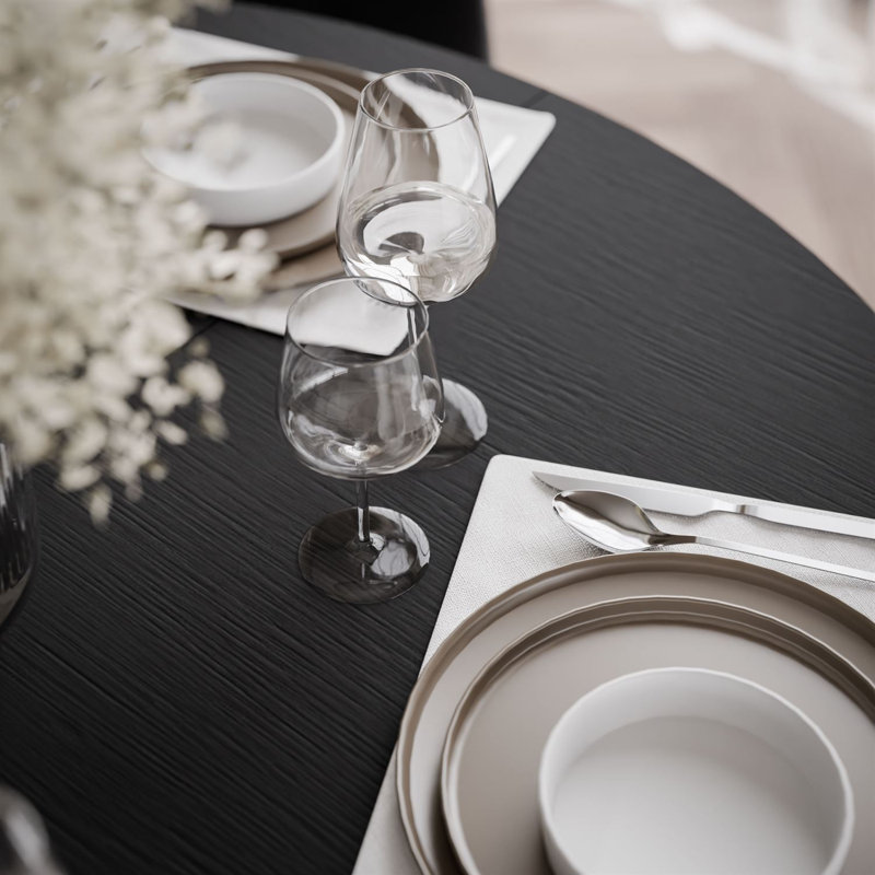 Extendable Metal Base Dining Table, Black