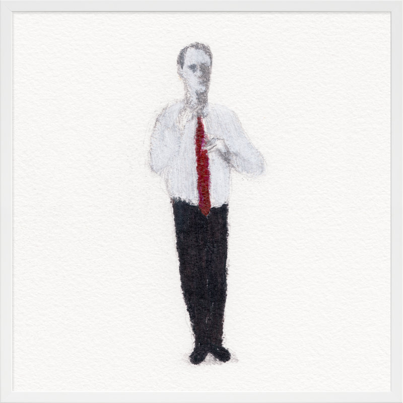 Little Big Man Painting by Simon Schneiderman, 36" H x 36" W x 1.25" D, Black Wood
