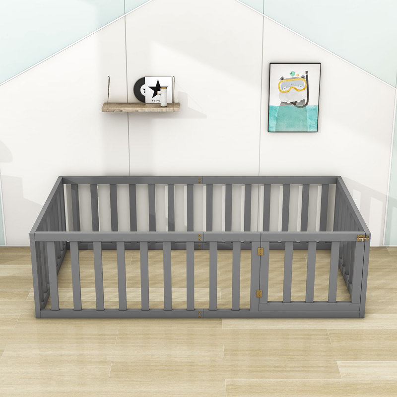 Structure de lit en bois Freta, Gris, Lit simple