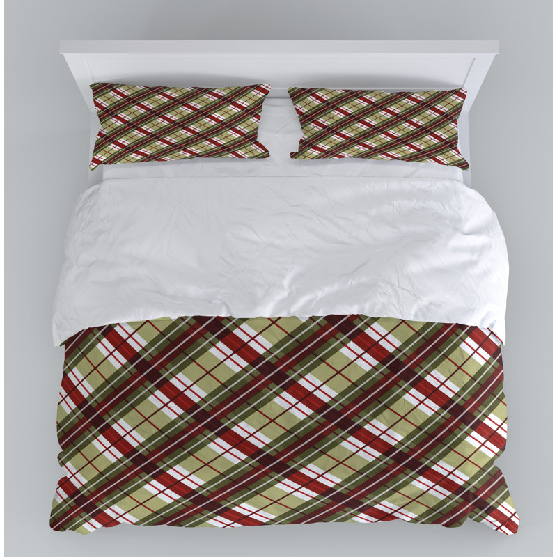Checkered Duvet Cover, King Duvet Cover + 2 King Shams