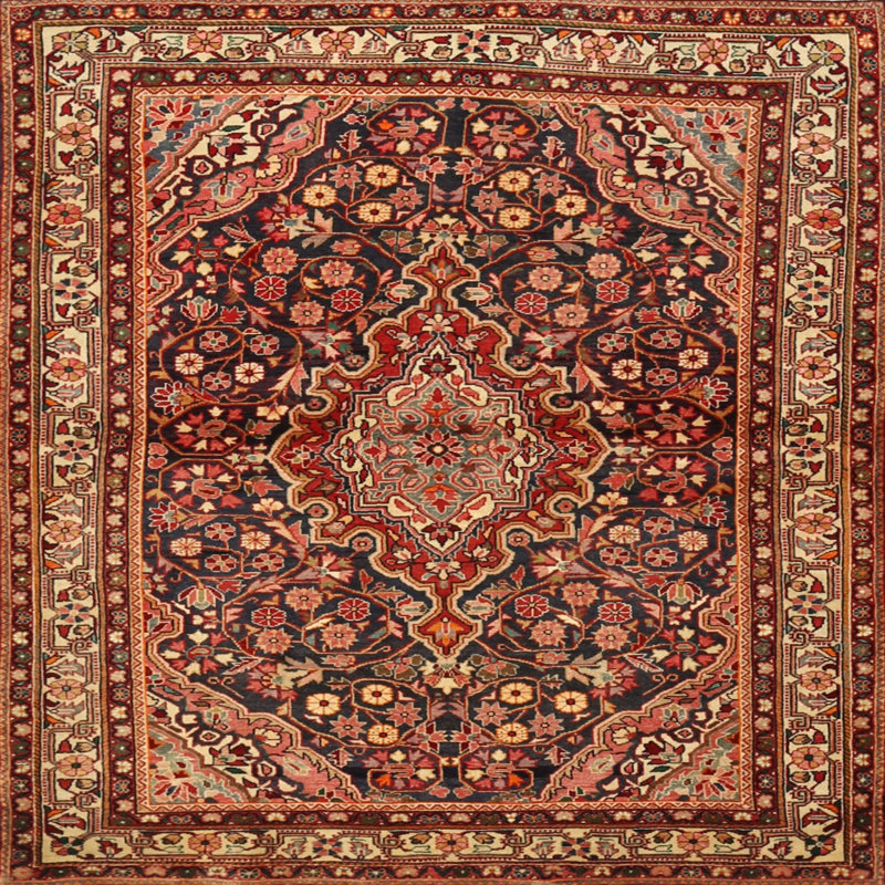 Tapis décoratif orange Cali oriental, Carré 8 pi