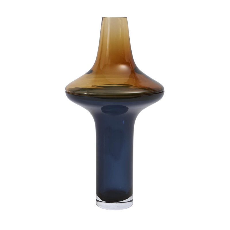 Tall Amber Over Cobalt Vase-Lg