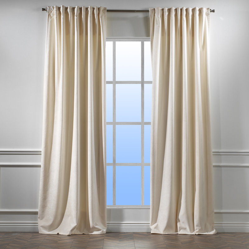 Matte Velvet Extra Wide x Extra Long Custom Made Decorative Double Panel, 52" W x 95" L, 12 Off White