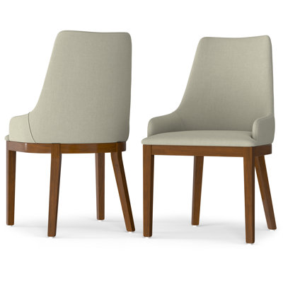 Stephanie Fabric Upholstered Dining Chair with Curved Backrest and Solid Wood Legs (Set of 2)