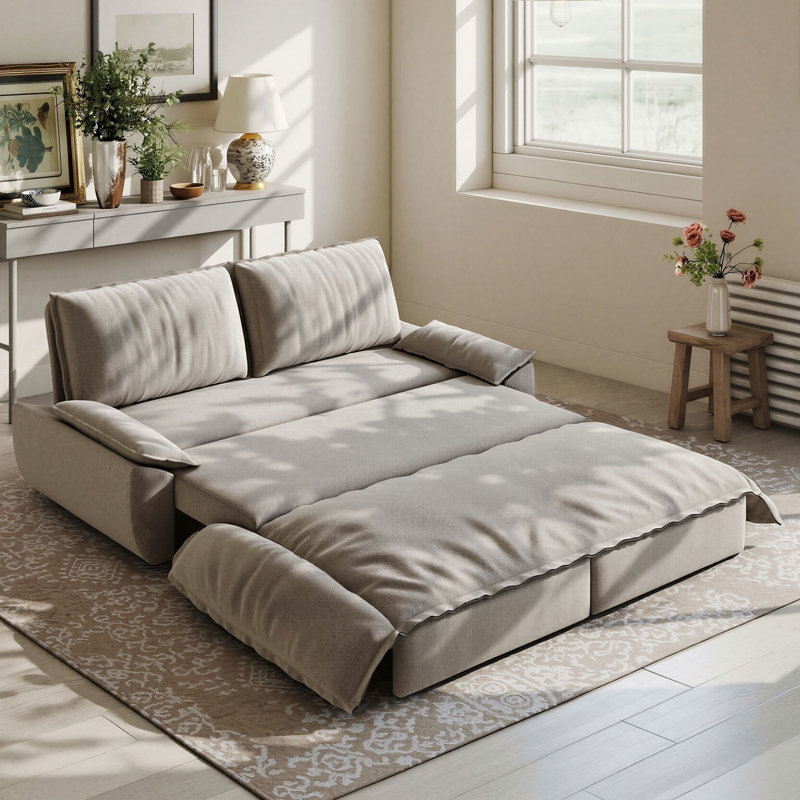 Grand canapé-lit convertible 3-en-1 73 po, causeuse en velours multifonctionnelle, gris, 73", Velours, Gris