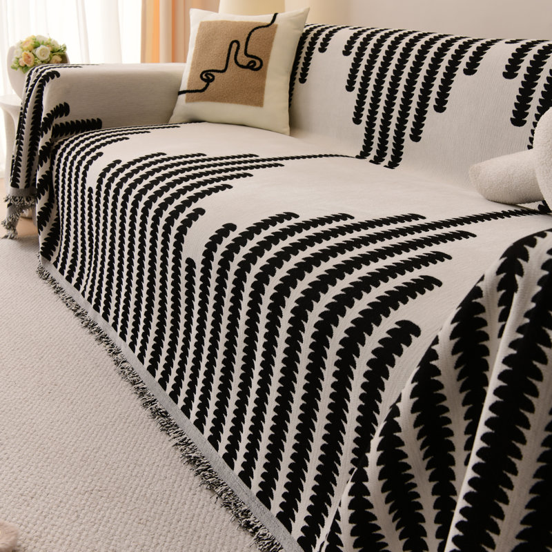 Housse pour canapé en chenille, Chenille noir, L 102 po x P 71 po
