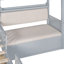 Lit simple avec canapé, lit plateforme pour enfants avec deux tiroirs et tablette de rangement, gris