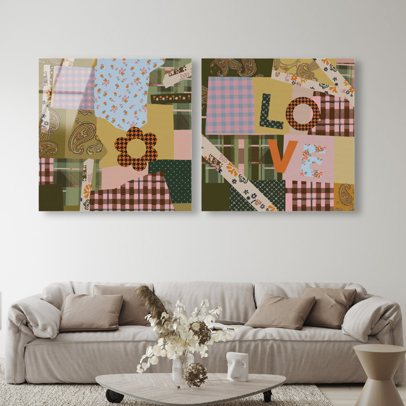 Retro Scarf Set High-Gloss Frameless Acrylic Glass Wall Art Typography and Symbols Print by Oliver Gal, Ready to Hang, 12 x 12
