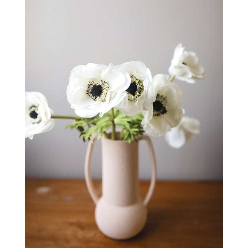 Real Touch Soft Peach Anemone 17.5", White