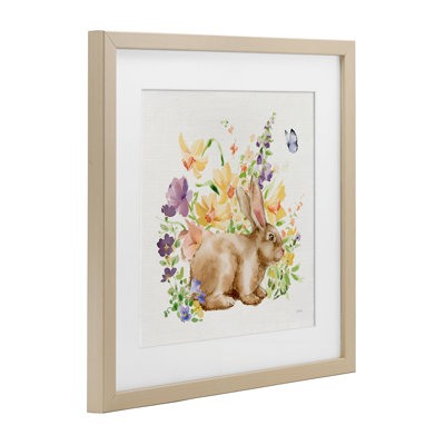 Spring Celebration Bunny Framed Print Under Glass, design by Katrina Pete