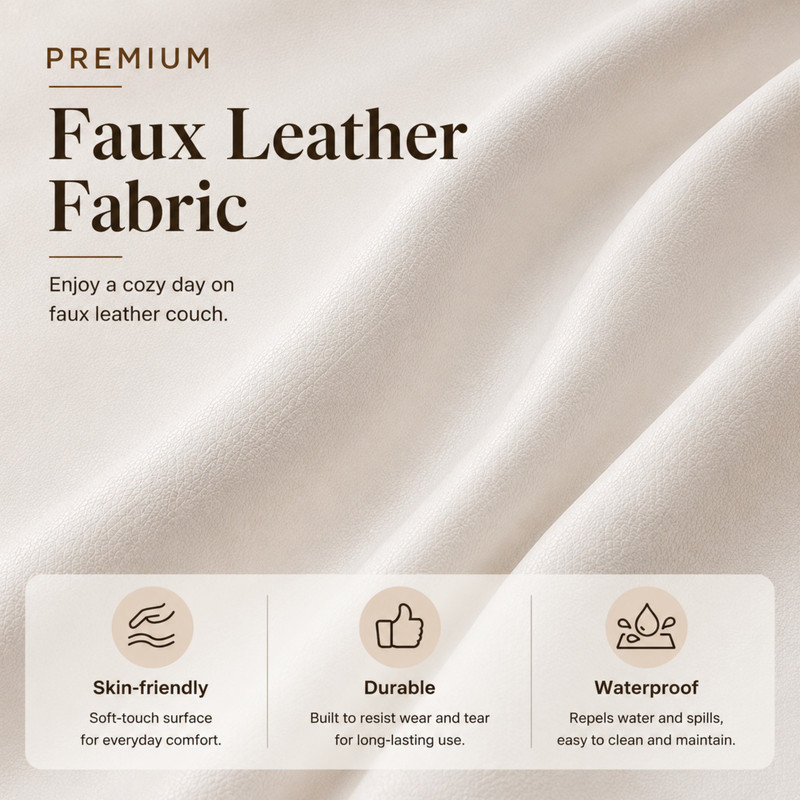 Canapé 78,5 po en similicuir Chesterfield, Crème