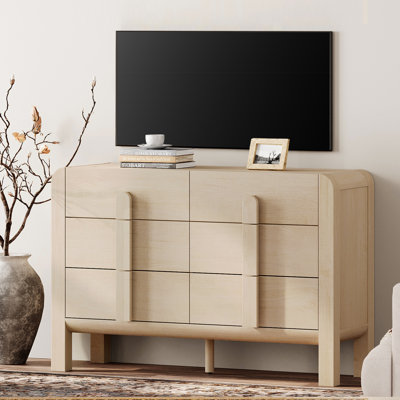 Adora Modern 6 Drawer Dresser TV Stand For 55 Inch TV, Entertainment Center With Curved Profile Design, Wood TV Console With Storage For Living Room by Ebern Designs