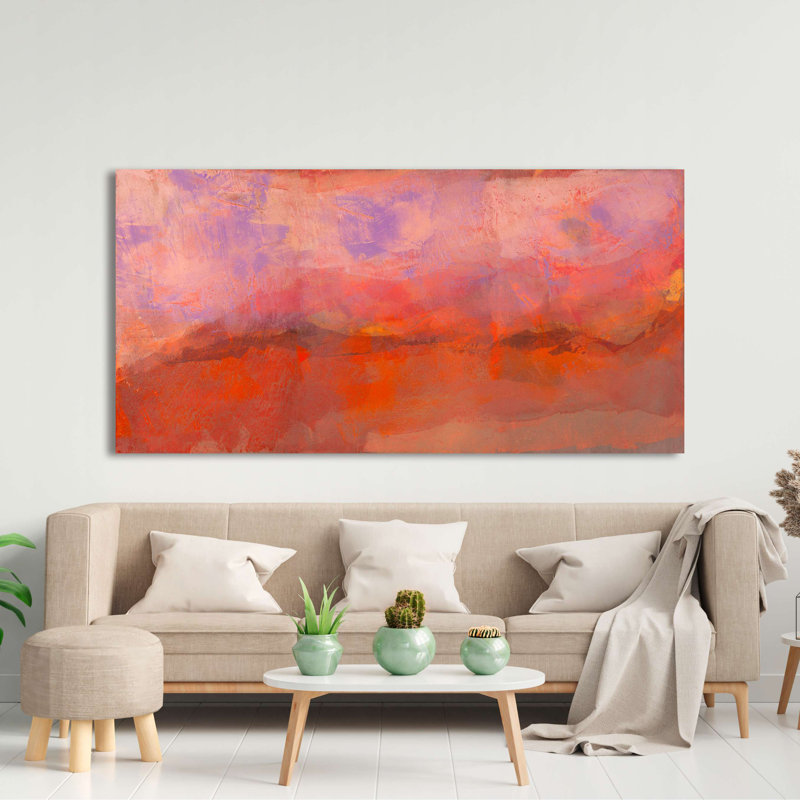 Abstract landscape: Auroras (Red Desert) 1 Piece Wrapped Canvas Wall Art, 35cm H x 70cm W