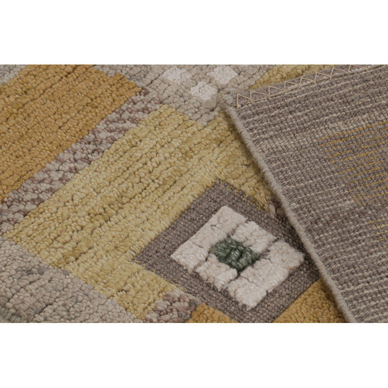 Scandinavian Hand Knotted Wool Geometric Area Rug, Rectangle 14' x 20'