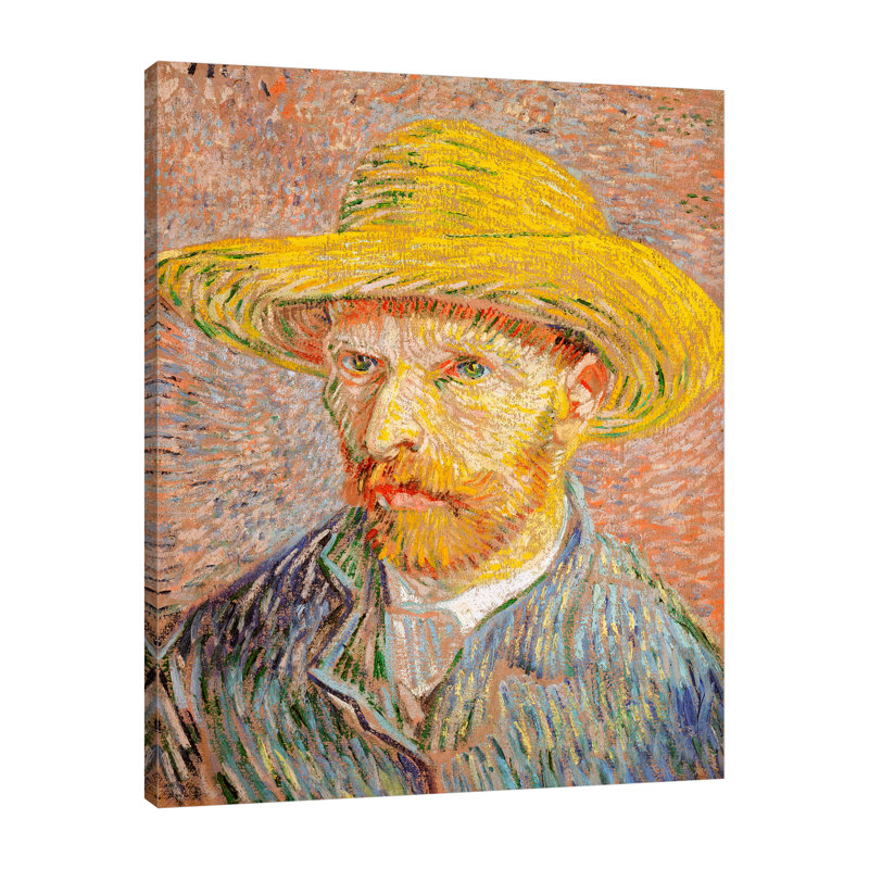Autoportrait avec un chapeau de paille par Vincent Van Gogh - impression sur toile tendue, H 40 po x l 32 po x P 1,5 po