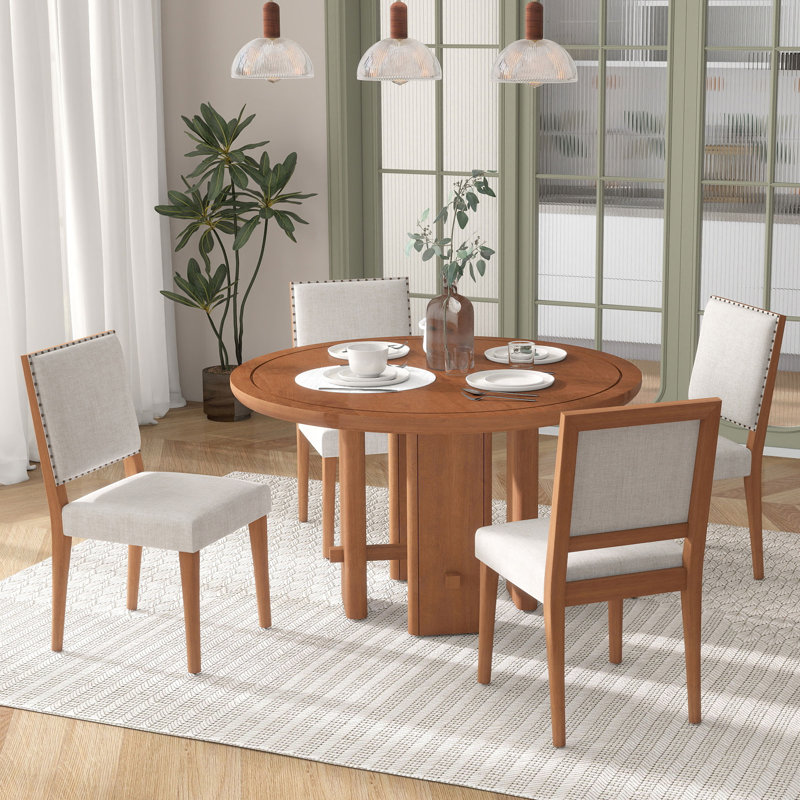 Ensemble de table de salle à manger 5 pièces pour 5 personnes, Brun
