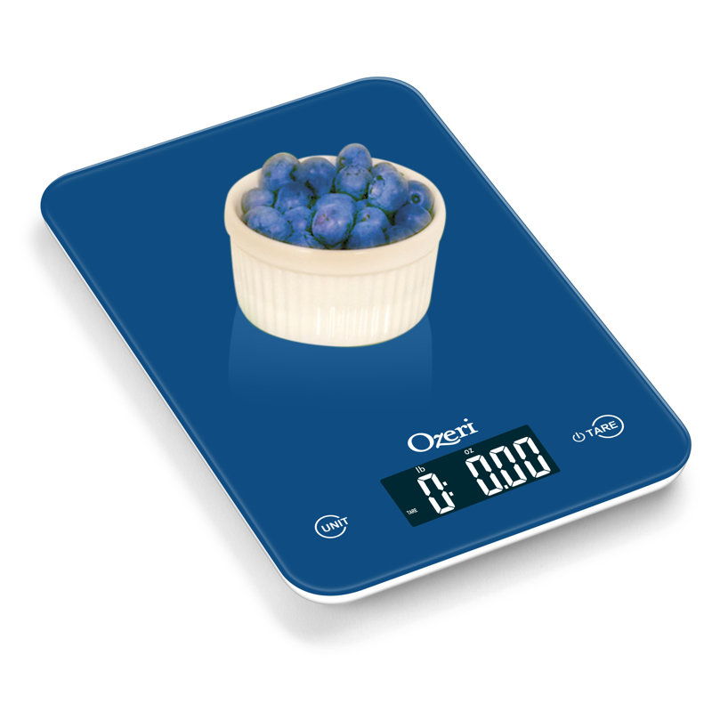 Ozeri Touch Professional Digital Kitchen Scale (12 lbs Edition) in Tempered Glass, Classic Blue