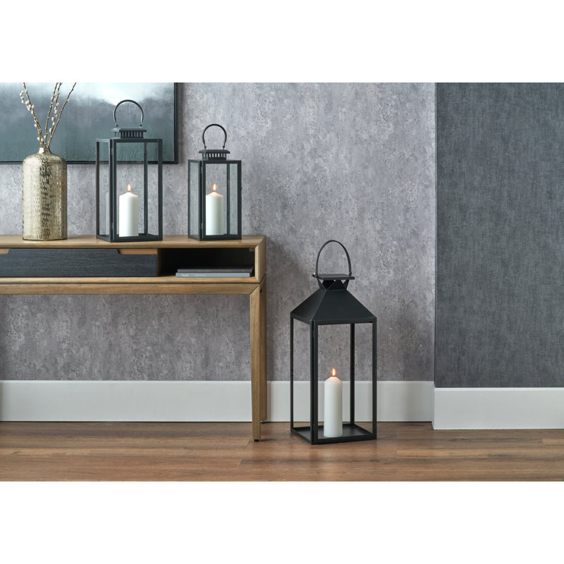 Metal Lantern, 68cm H x 28cm W x 68cm D, Black