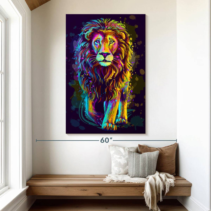 Lion coloré Brampt, H 51 po x l 34 po
