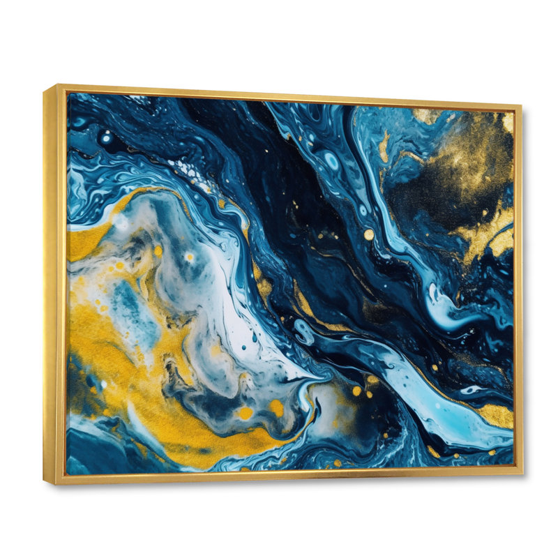 Agathe Ripple Golden Rivers V, reproduction d'art sur toile, H 34 po x l 44 po x P 1,5 po, Cadre flottant doré