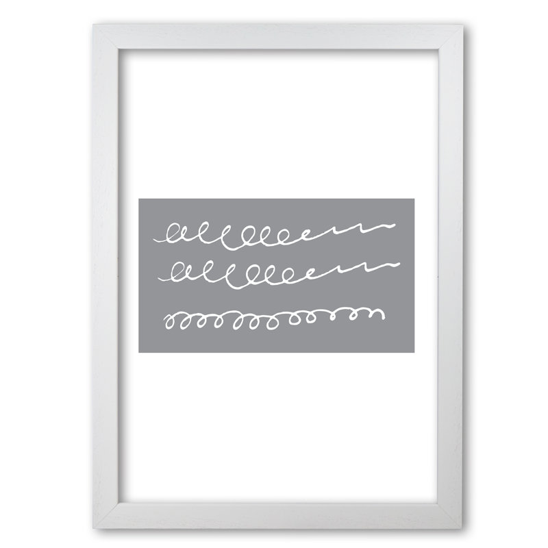 Grey Rectangle Swirls Abstract - Print, 60 cm H x 42 cm W x 5 cm D, White Grain Frame
