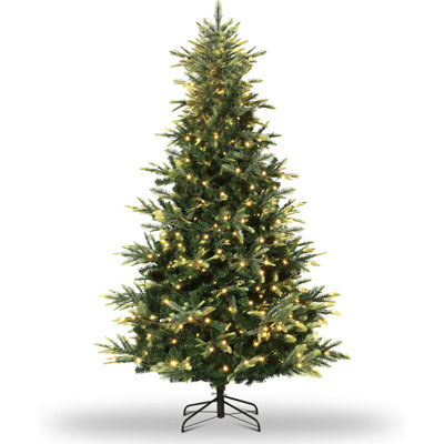 Pre-lit Artificial Christmas Tree,Spruce Prelit Christmas Trees for Home,Office,Party Thickened PE&PVC Branch Tips & UL Listed Lights Incandescent Warm White,Fire-Resistant Automatic Branches