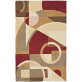 Bertien Abstract Handmade Tufted Wool Beige Area Rug