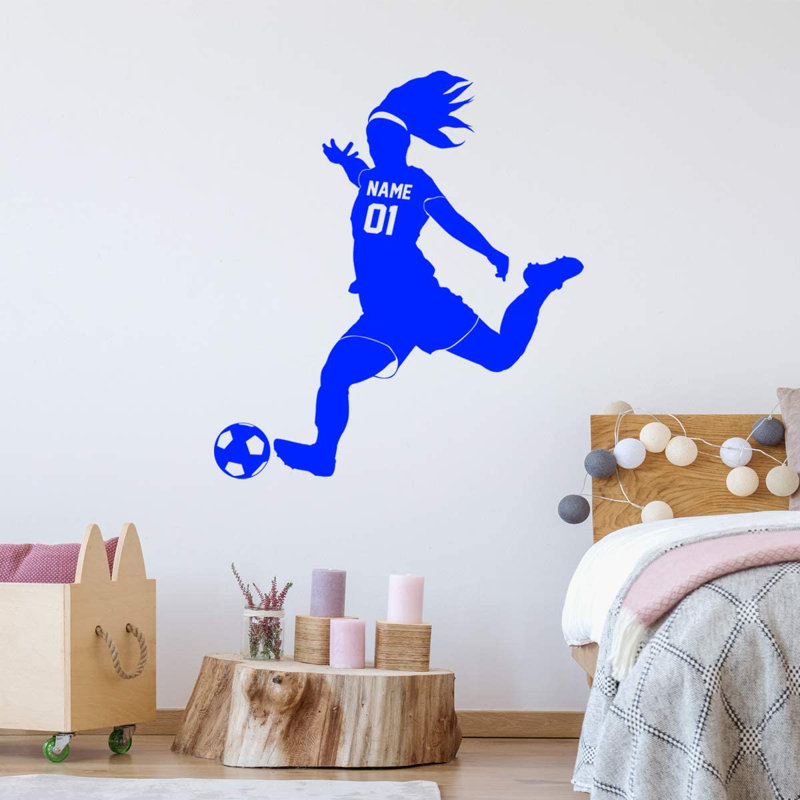 Adhésif décoratif footballeur, H 14,5 po x l 13 po, Bleu
