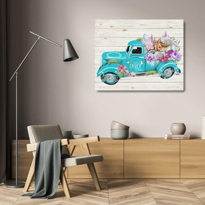 Rosalind Wheeler Sheena Pike Art Gallery Wrapped Canvas Art Titled: Happy Easter Inc Old Truck Collection