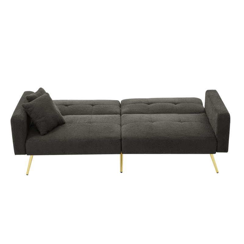176cm Upholstered Convertible Sofa, Dark Grey