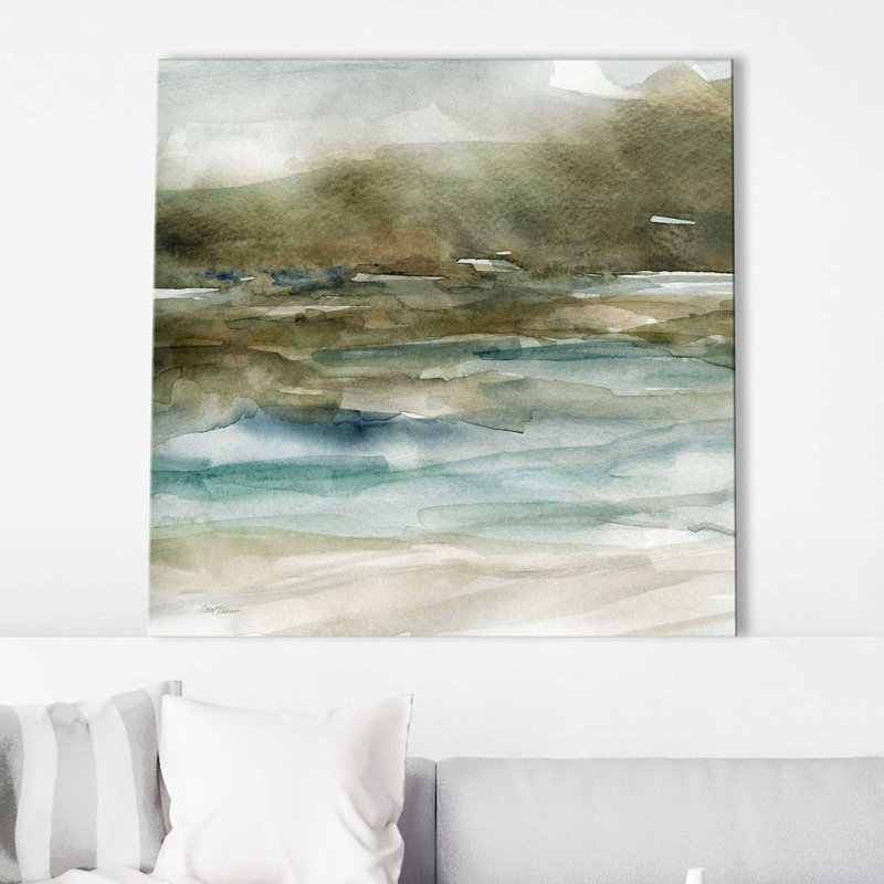 Riverbank par Carol Robinson - Peinture, L 18 po x H 18 po, Toile tendue