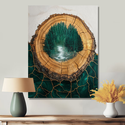 Emerald Reflections Of The Forest Landscape II - impression de forêt sur métal