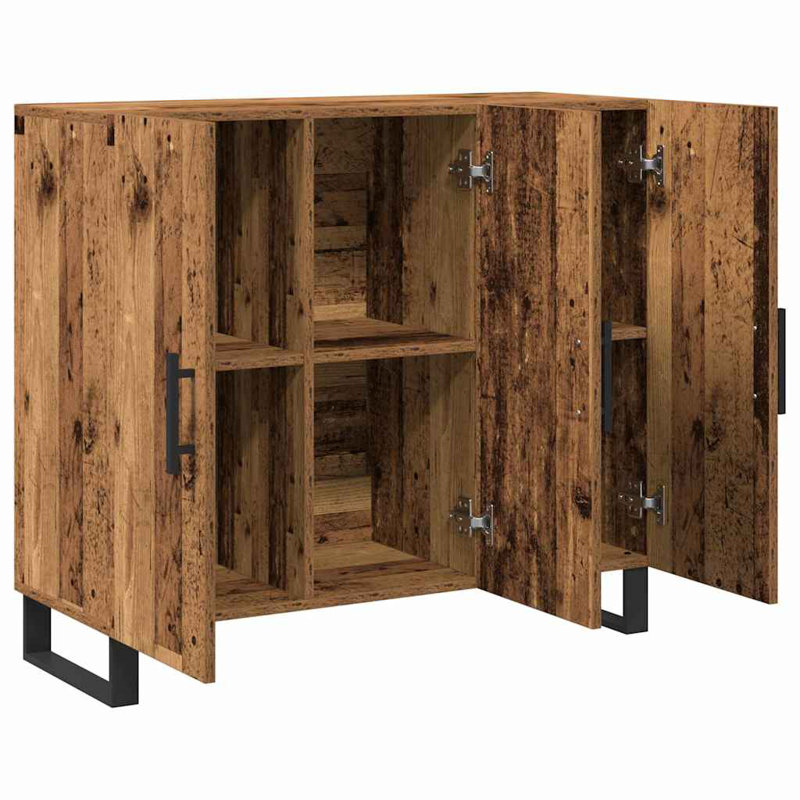 Sideboard With 3 Doors 90X34x80 Cm Engineered Wood, Brown