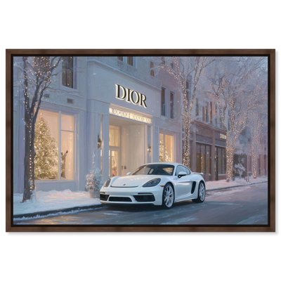 «Wonderful Winter Store», reproduction d'art sur toile encadrée par Art Remedy, cadre en noyer, 54 x 36