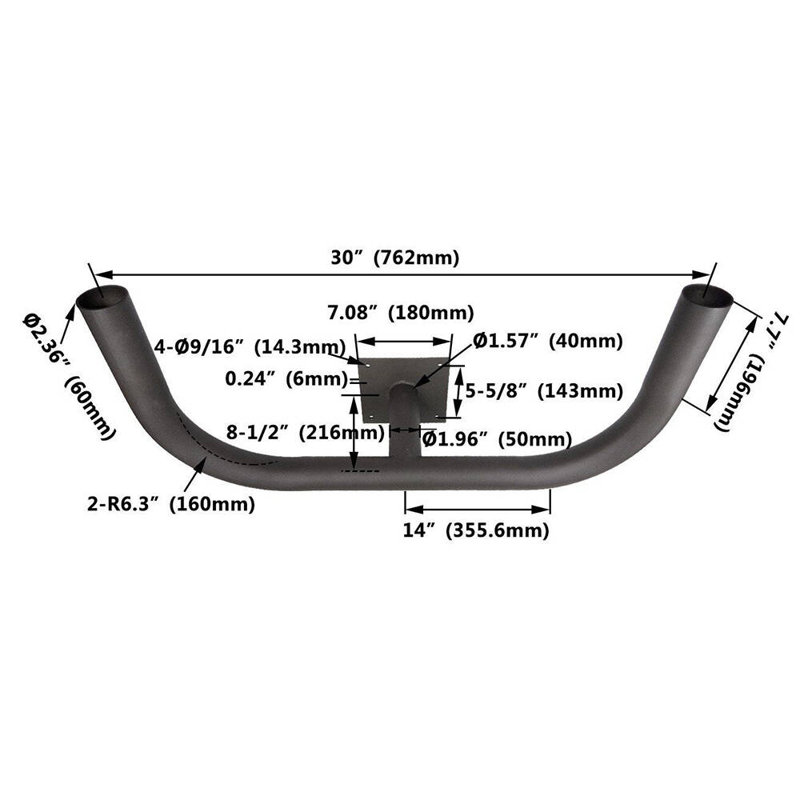 Support mural double 180 degrés avec tenons extérieurs de 2-3 / 8 po, adaptateur Tenon