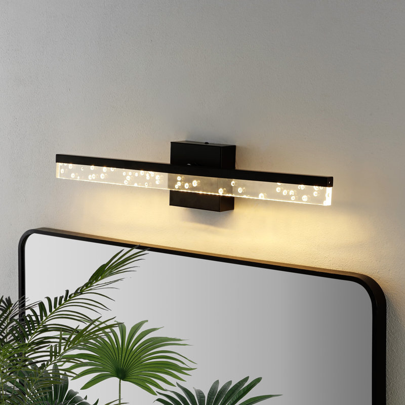 Mario Modern Contemporary 360-Degree Rotatable Iron/Seeded Acrylic Integrated LED Vanity Light, 4.38'' H x 22'' W x 3.13'' D