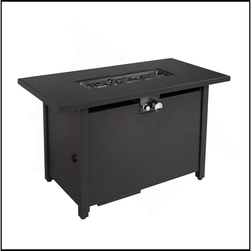Table de foyer d'extérieur en acier avec couvercle H 25 po x l 42 po