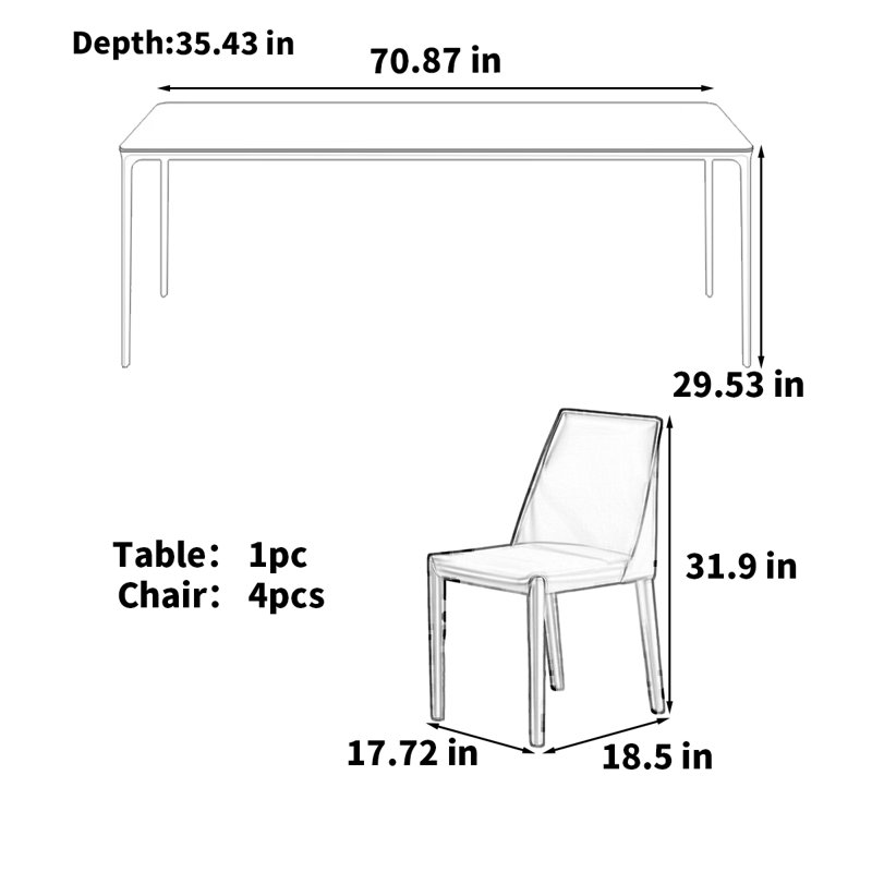 Rectangular modern simple white rock table, 29.53"H x 70.87"L x 35.43"W