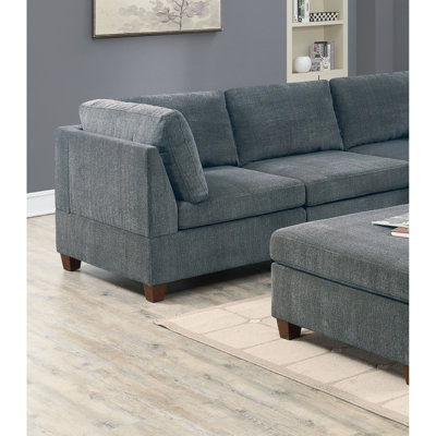 Chic modulaire en chenille gris modulaire de 6 pièces, comprenant 3 coins de coin, 2 fauteuils sans accoudoirs et 1 côté pour un espace de vie élégant, avec des canapés,