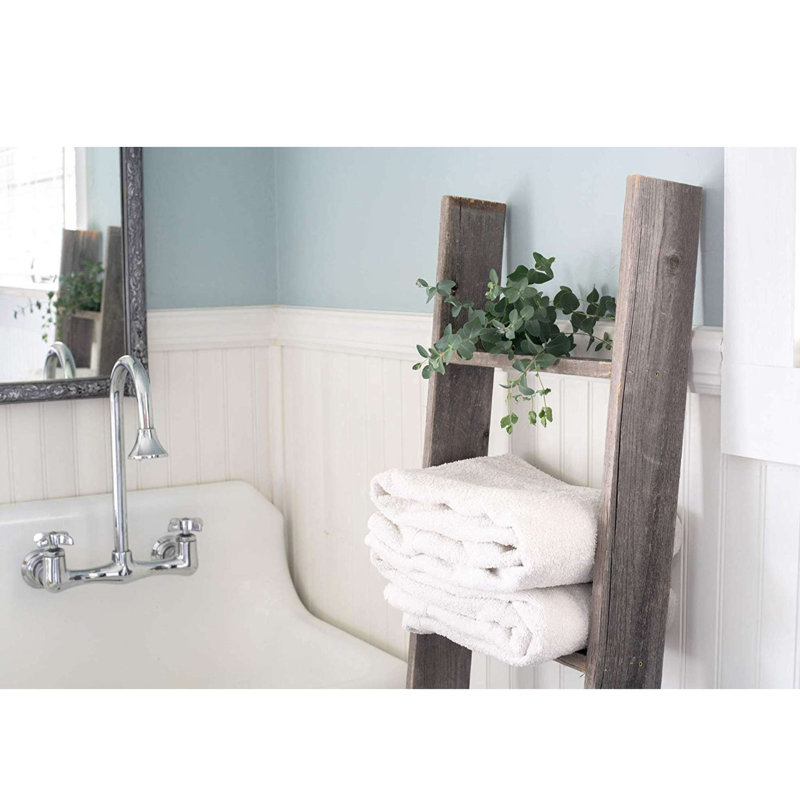 Étagère échelle en bois Orla, (4 tablettes) H 48 po x l 13 po x P 4 po, Gris