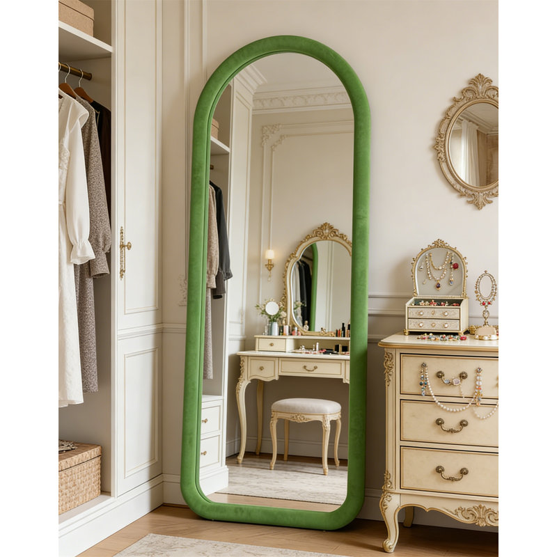 Arched Full-Length Mirror – Freestanding Floor Mirror With Velvet-Framed, Soft-Touch Finish – Lean-To Or Wall-Mounted – Ideal For Bedroom & Living Room Decor